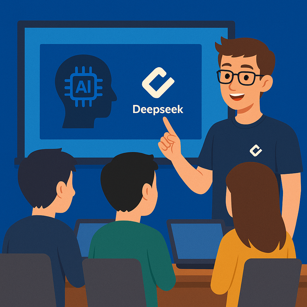 Informatikako irakasle bat bere ikasleei irakasten